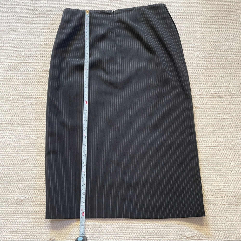 BCBG Maxazria Black Striped Pencil Midi Skirt with Side Slit Zip Size 2 - Picture 6 of 8